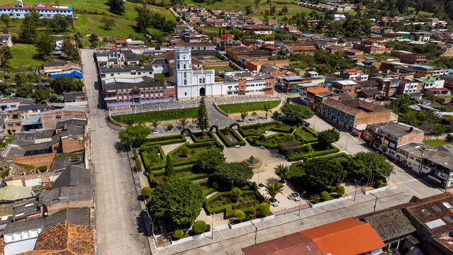 La Uvita, Boyac&aacute; - Colombia. February 28, 2026. Panoramic drone view of the municipality, located 184 kilometers from Tunja.