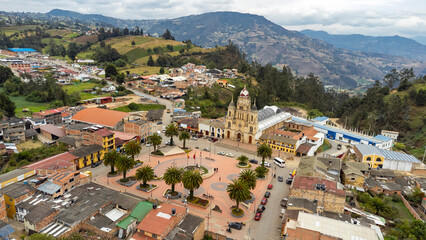 Fototapeta premium Ventaquemada, Boyaca - Colombia. March 5, 2026. Aerial view with drone, it is one of the 123 municipalities of the department