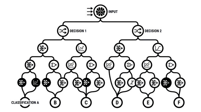 Flowchart decision tree diagram structure.