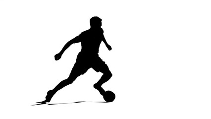 Fototapeta premium Athlete sprinting in black silhouette against white background.
