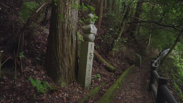 63rd Stone Marker on the Koyasan Choishimichi Pilgrimage Trail, Koya Town, Wakayama, Japan 高野参詣道 町石道「63町石」和歌山県高野町