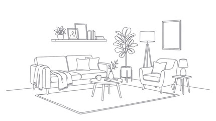 Obraz premium Furniture consists of sofa and chair.