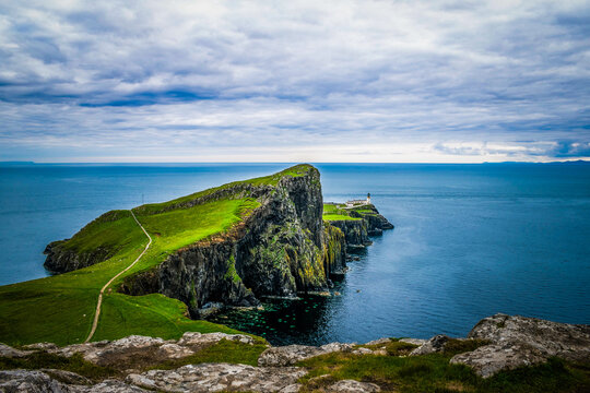 The Neist Point Lighthouse, located on the most westerly point of the Isle of Skye in Scotland