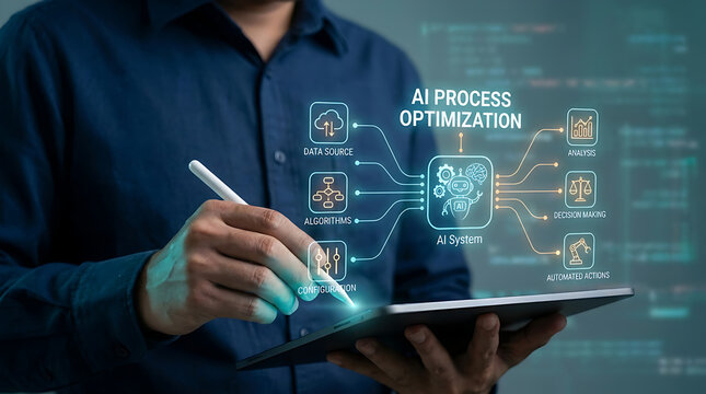 AI Process Optimization Dashboard with Business Automation Workflow Machine Learning and Digital Transformation Technology