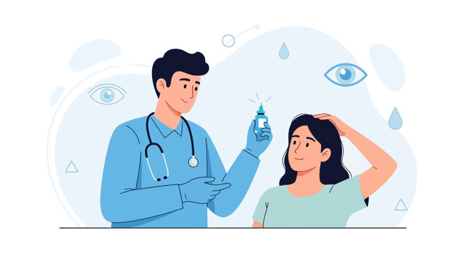 Doctor Administering Eye Drops to Patient, Healthcare and Ophthalmology Concept