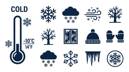 Winter season and cold temperature icons. © rodin