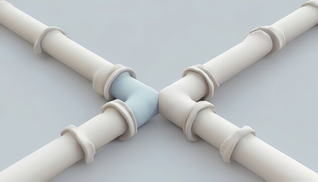 3D clay render of minimalist isometric branching pipeline for decision making