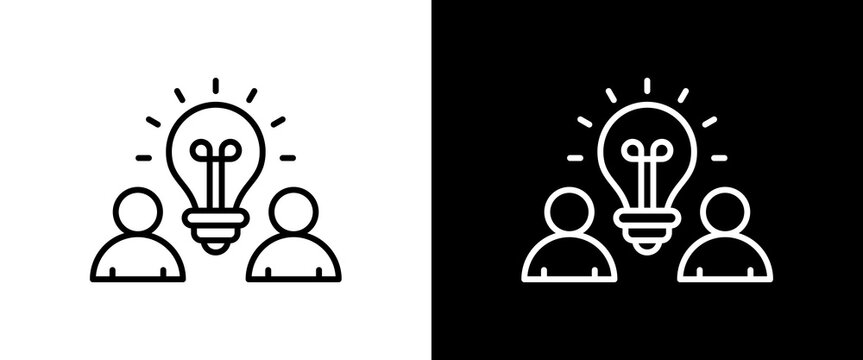 Brainstorming white and black icon set design