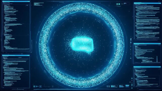 Futuristic digital interface with glowing elements