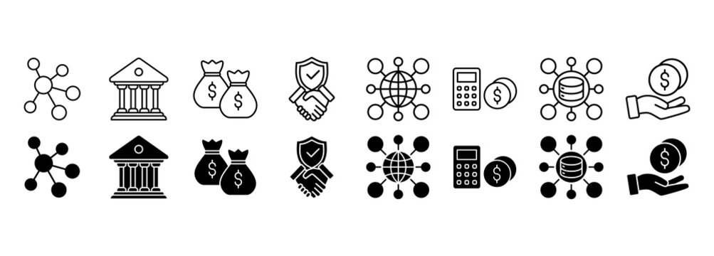 CBDC icon set. Government and trust vector illustration