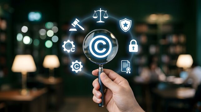 Intellectual property technology copyright law digital rights management and legal protection concepts
