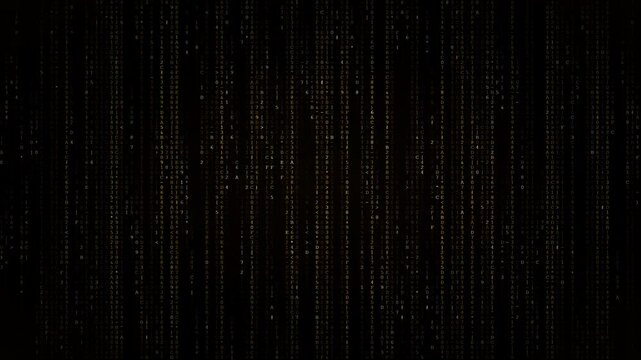 Gold Circuit Binary Code Rain Background - Luxury Digital Technology Data Stream 4K Seamless Loop