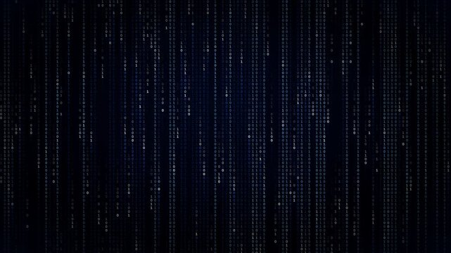 Blue Ice Binary Code Rain Background - Cool Frozen Digital Data Stream 4K Seamless Loop