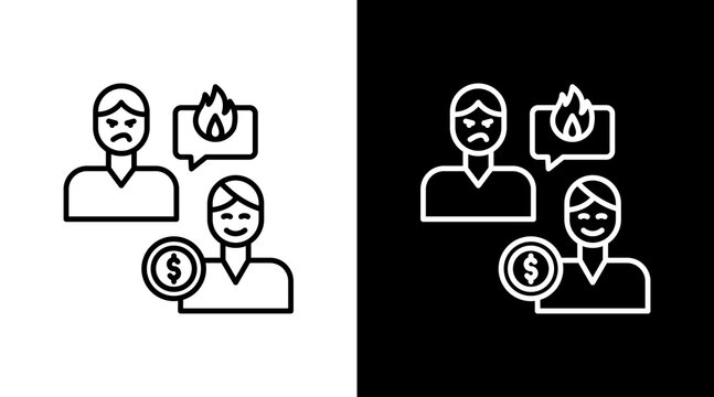 Jealousy Outline White Icon Set Design
