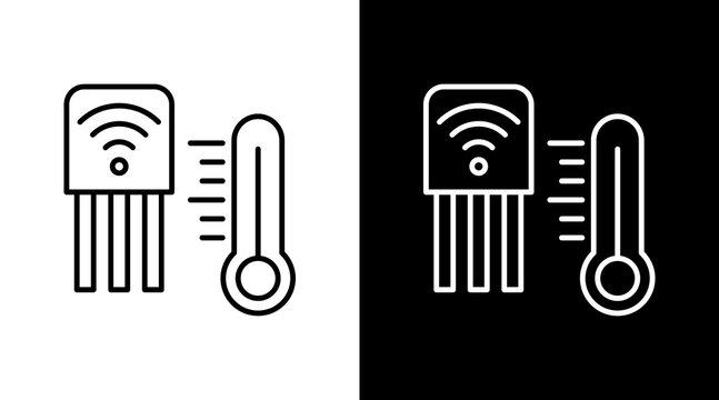 Temperature Sensor Outline White Icon Set Design
