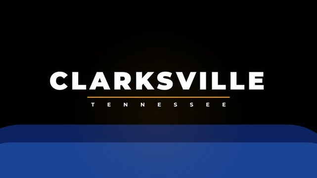 Clarksville tennessee bold typographic title graphic on black