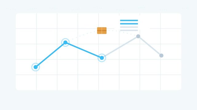 Animated stock market graph showing fluctuating prices with an increasing trend and money icon