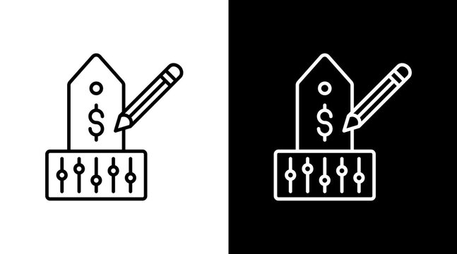Price Adjustment Outline White Icon Set Design