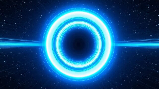 Blue glowing ring in space