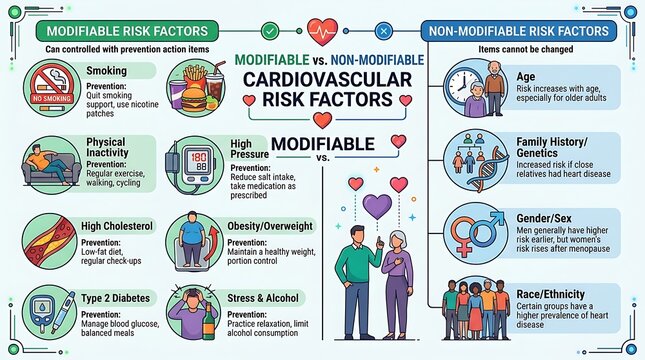 Cardiovascular disease risk factors modifiable and non modifiable