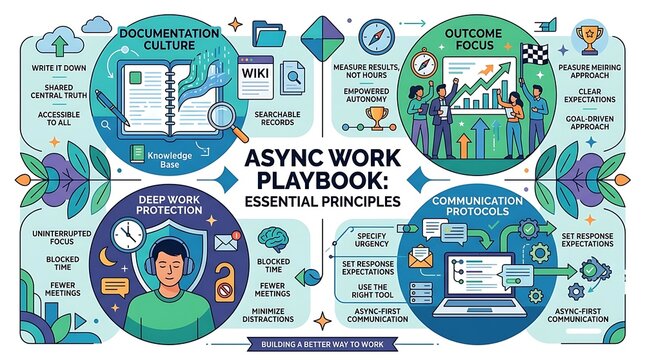 Asynchronous work playbook infographic for remote productivity