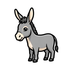 Fototapeta premium Cute cartoon horse standing on white background.