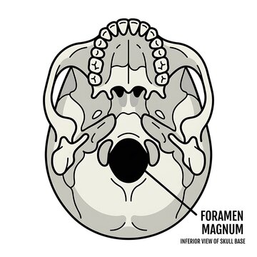 Detailed anatomical illustration of human skull foramen magnum.