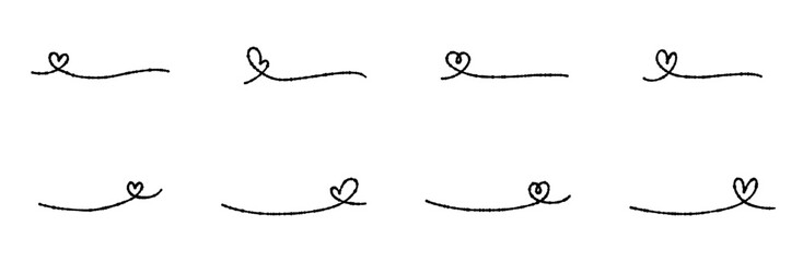 手書きのハートのアンダーラインセット デザインのアクセントに使えるかわいい罫線 © hiranoyuma