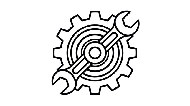 Wrench and Gear Icon: Engineering, Mechanic, and Repair Symbol