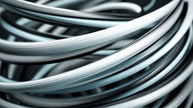 Swirling mass of thick, parallel tubular strands creates a dynamic abstract background.