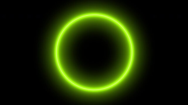 Neon Circle Frame Rotation Glowing Animation Loop. Glowing Neon Ring Rotating Frame Light Effect 4K Animation.
