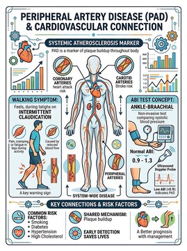 Peripheral artery disease and cardiovascular health infographic