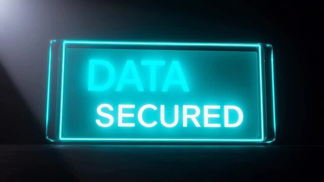 Neon sign displaying data secured