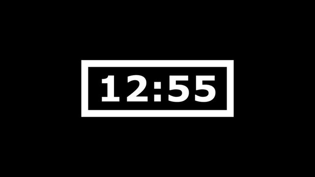 Digital clock countdown showing time passing from thirteen to twelve.