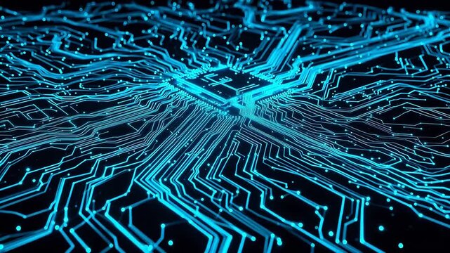Blue glowing circuit board pattern