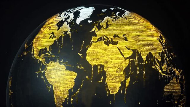 Digital globe with binary code