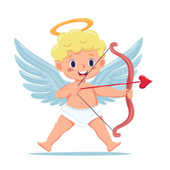 Obraz premium Cute Cupid Character with Bow and Arrow