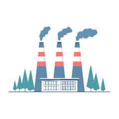 Naklejka premium Flat illustration of a power plant with smokestacks