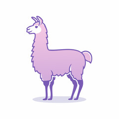 Fototapeta premium Cute purple and pink llama illustration