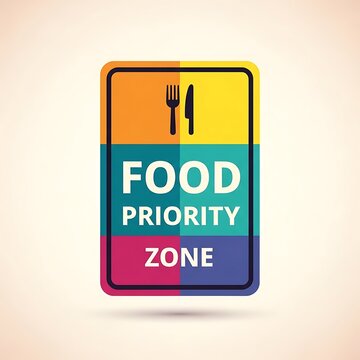 Food priority zone sign on a yellow background.