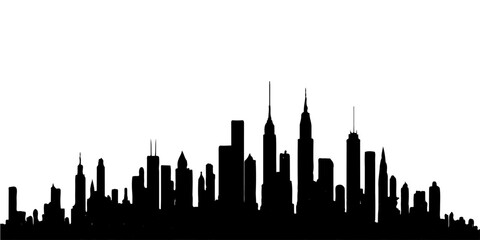 Obraz premium Detailed black architectural skyline outline of a major metropolis city