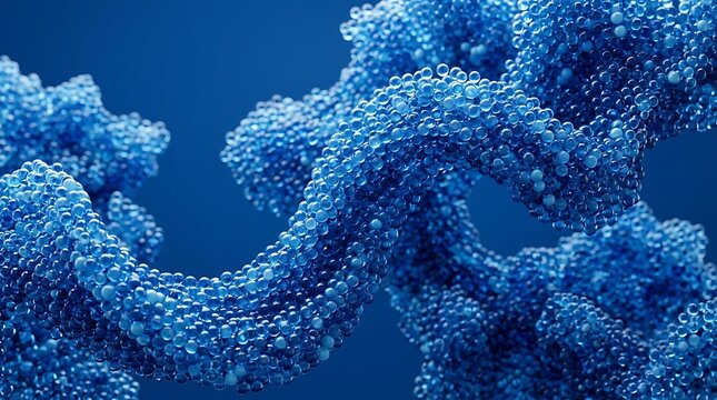 Blue Gooey Molecular Helix Structure