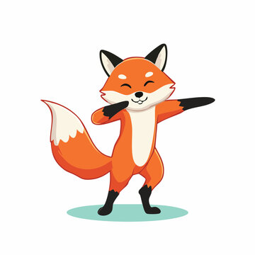 Cute cartoon fox doing the dab dance