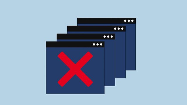 Warning browser windows, System error alert popups, Connectivity problems 2d Animation with Alpha Matte