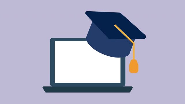 elearning with graduation cap icon 2d Animation with Alpha Matte