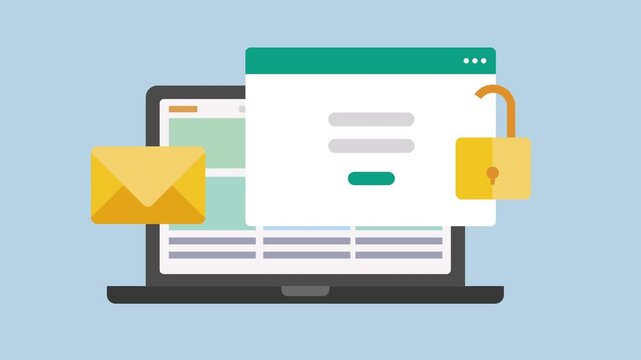 Secure website content, Website Security, Data protection and privacy 2d animation with alpha matte