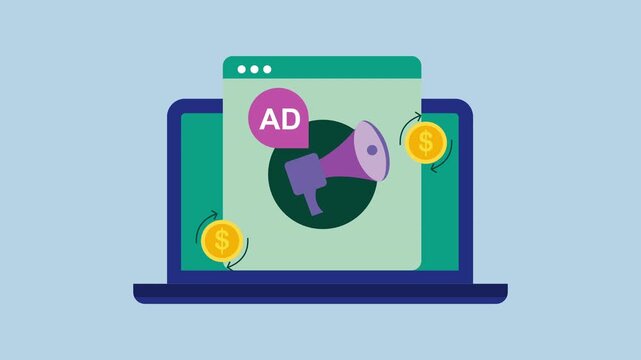 Spending money on brand promotion, Ad spend budget for digital advertising campaign 2d animation with alpha matte
