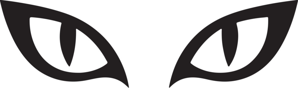 Stylized rainbow feline eye vector graphic, glowing predatory cat eye logo element