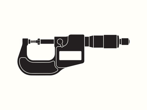 Precision micrometer tool silhouette clamping down on a tiny screw