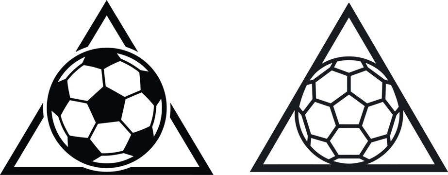 Black and white soccer ball triangle logos